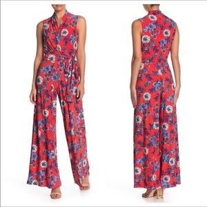 Tommy Hilfiger Bright Orange Blue Floral Print Sleeveless Pantsuit jumpsuit 10